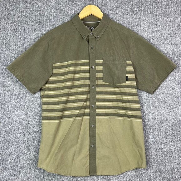 Mountain Hardwear Short Sleeve Button Down Shirt Size M Mens Green Stripe - Picture 1 of 7